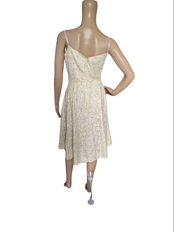 Vintage 70s Pastel Daisy Lace Sun Dress - image 3