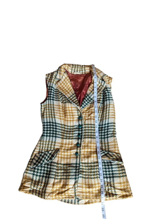 Vintage 60s Mod Plaid Wool Tunic Vest & Mini Skir… - image 6