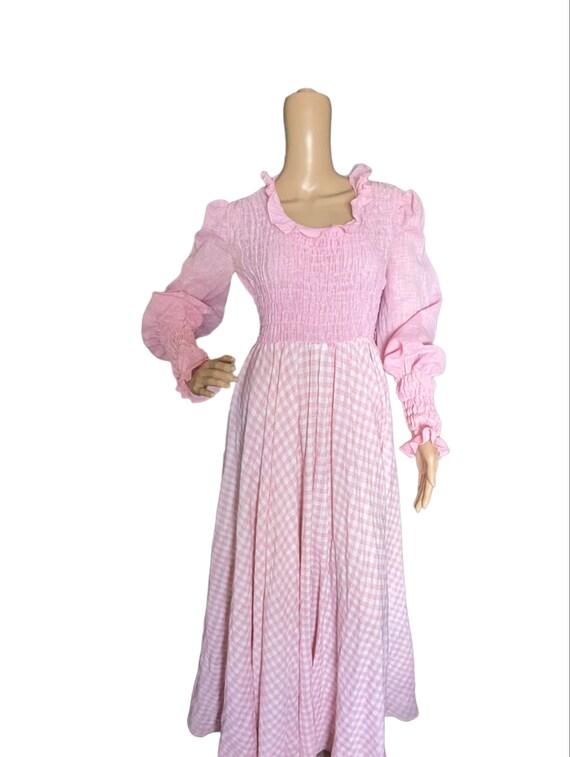 Vintage 70s Pink Gingham Check Country Westen Cot… - image 4