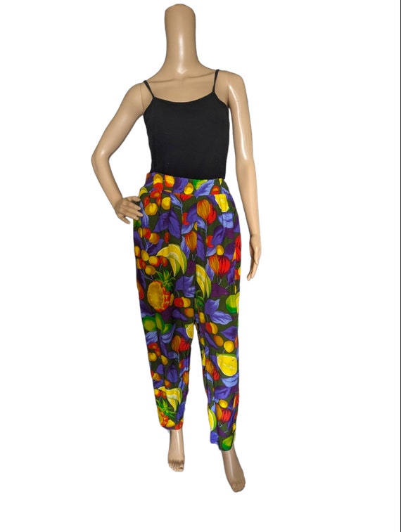 Vintage 80s Colorful Crazy Fruit Salad Jogger Pant