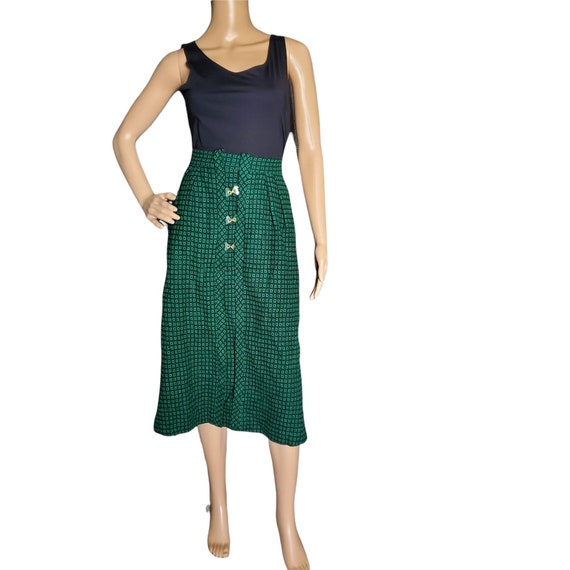 Vintage Handmade High Waisted Green Abstract Mod … - image 1