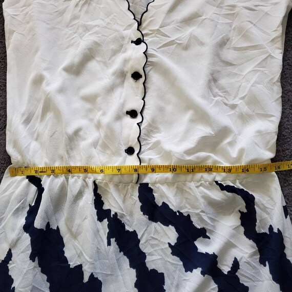 Vintage 70s Blue & White Scallop Edge Day Dress L - image 7