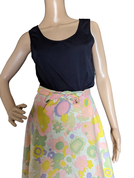 Vintage 60s Mod Hippie Pastel Floral Cotton Wrap … - image 3