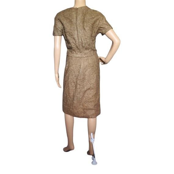 Vintage 50s Tan Wool Mohair Boucle Knit Midi Swea… - image 4