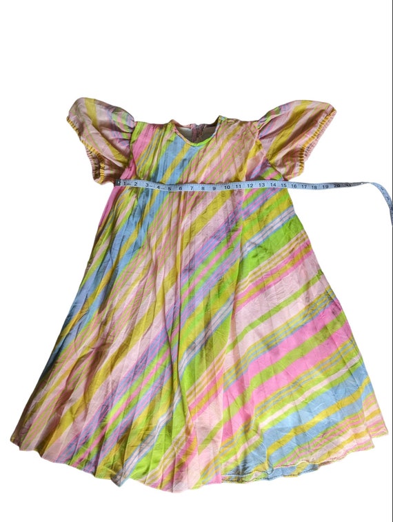 Vintage 70s Girls Multi Color Striped Chiffon Tra… - image 3