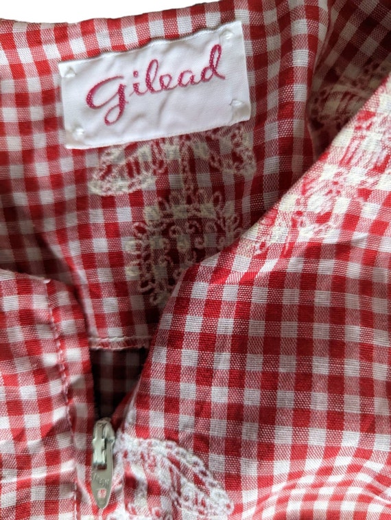 Vintage 70s Gilead Red and White Check Gingham Da… - image 9