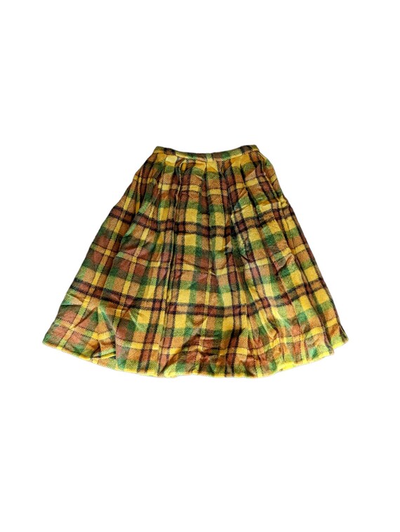 Vintage 60s Mod Heavyweight Yellow Plaid Full Ple… - image 6