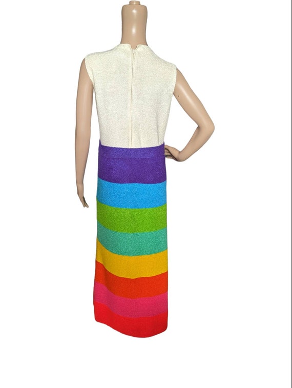 Vintage 70s St John Knits Belted Rainbow Striped … - image 4