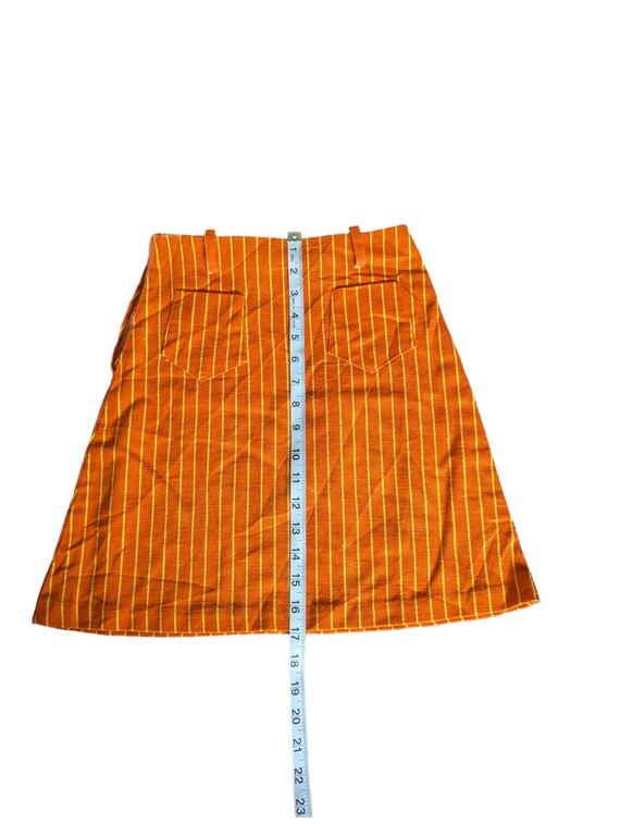 Vintage 70s Sears Girls Skirt Groovy Orange Yello… - image 3