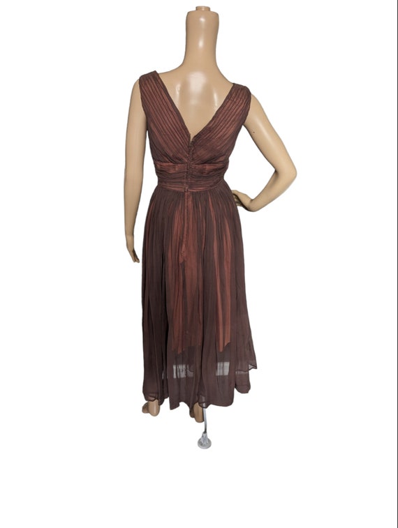 Vintage 50s Montaldos Brown Chiffon Ballerina Coc… - image 3