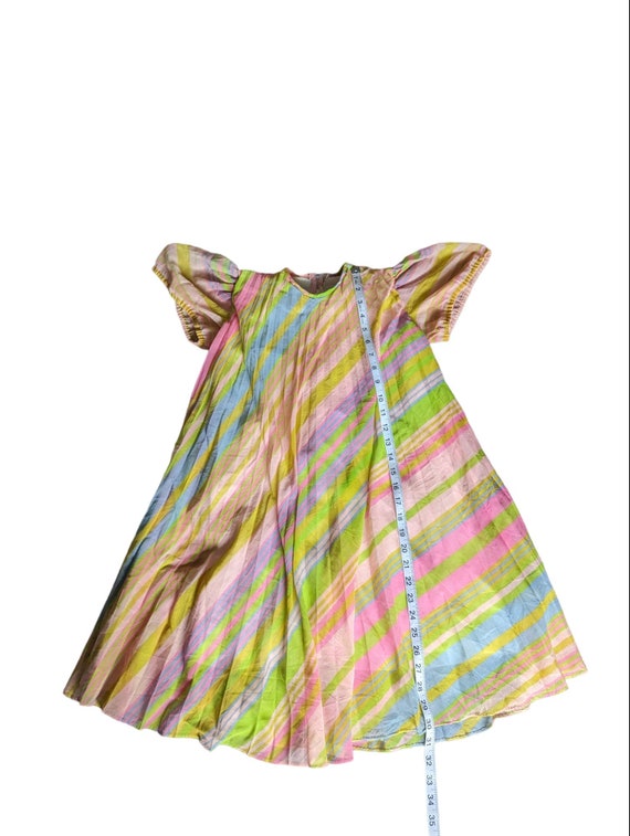 Vintage 70s Girls Multi Color Striped Chiffon Tra… - image 4