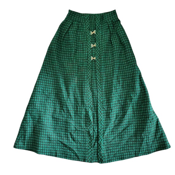 Vintage Handmade High Waisted Green Abstract Mod … - image 9