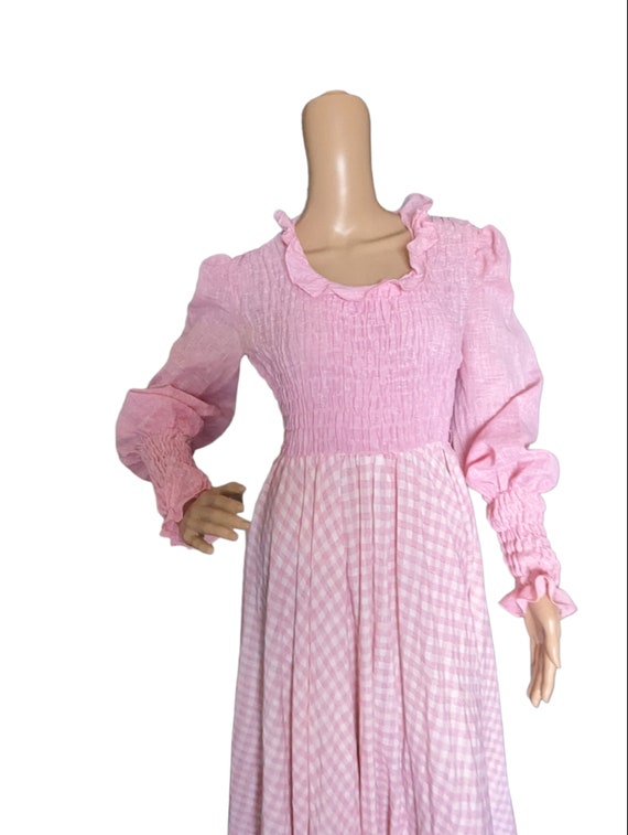 Vintage 70s Pink Gingham Check Country Westen Cot… - image 10