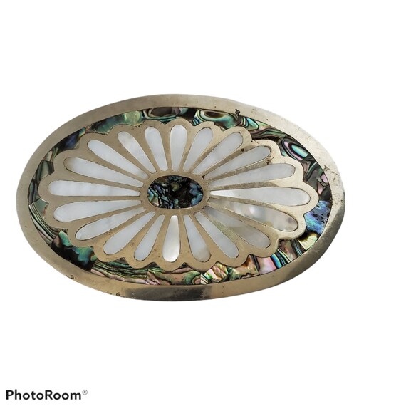 Old abalone brooch and mother pearl
