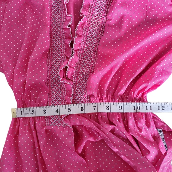 Vintage 70s It's A Charm Pink Polka Dot Puff Slee… - image 6