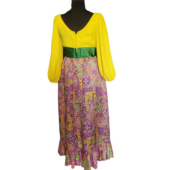 Vintage 60s Yellow Bell Sleeve Psychedelic Paisle… - image 2