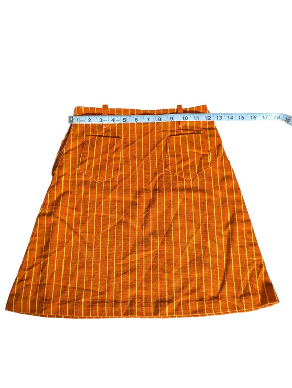 Vintage 70s Sears Girls Skirt Groovy Orange Yello… - image 4