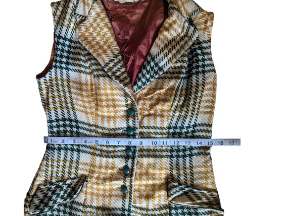 Vintage 60s Mod Plaid Wool Tunic Vest & Mini Skir… - image 10