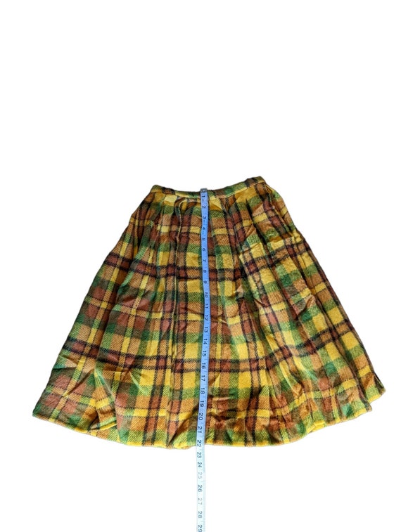 Vintage 60s Mod Heavyweight Yellow Plaid Full Ple… - image 7