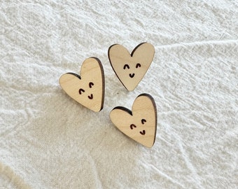 Alfileres de corazones sonrientes de San Valentín (juego de 3)