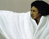 Frank Howell quot TOUCHING HOME quot Man in White Robe 8 quot x10 quot Native American Print, Drawing, Art Print, Illustration, Wall Decor