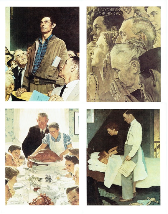 THE 4 FREEDOMS Lot of 4 Norman Rockwell 11x 15 | Etsy
