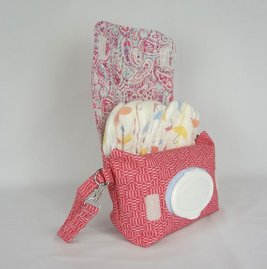 Diaper and Wipes Pouch Pink Woven Etsy
