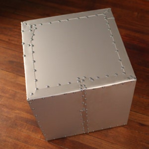 18 Cube Side Table Aluminum Metal Crate | Anodized Aluminum | End Table or Nightstand