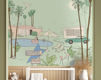 Carta da parati tropicale - PALM SPRINGS menta