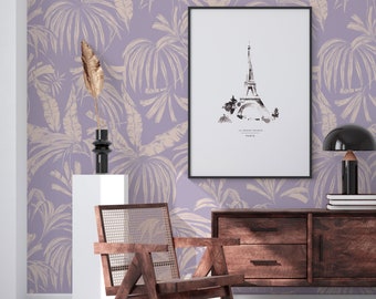 Wallpaper on roll - Palm Paradise lilac