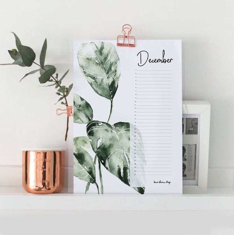 Verjaardagskalender Botanische Kalender A4 WATERCOLOR gratis verzending afbeelding 5