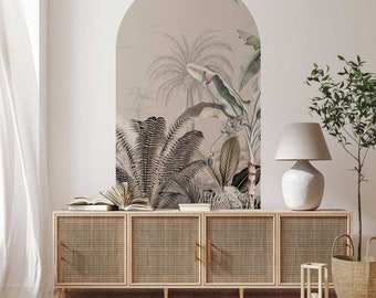 Peel and stick Arch Wallpaper Decal - Dreamy Jungle Beige