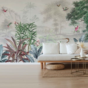 Tropical Wallpaper - Full wall sized image - SCENIC LANDSCAPE off white