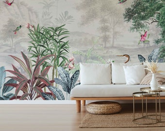Tropical Wallpaper - Full wall sized image - SCENIC LANDSCAPE off white