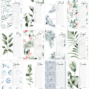 Verjaardagskalender Botanische Kalender A4 WATERCOLOR gratis verzending afbeelding 8