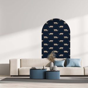 Peel and stick Arch Wallpaper Decal - Leopard Navy Blue