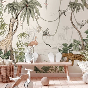 Carta da parati Jungle - Immagine a tutta parete - JUNGLE JAZZ bianco sporco