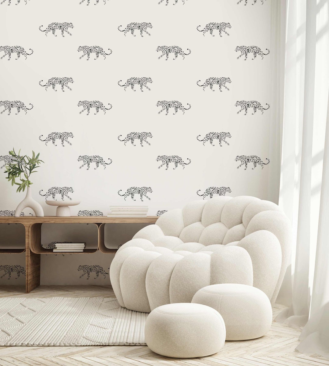 Leopard Wallpaper LEOPARD Black/white - Etsy