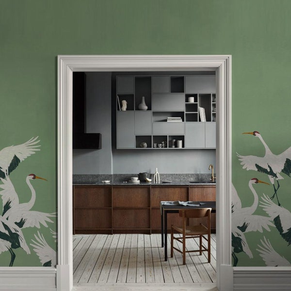 Bird Wallpaper - STORK green