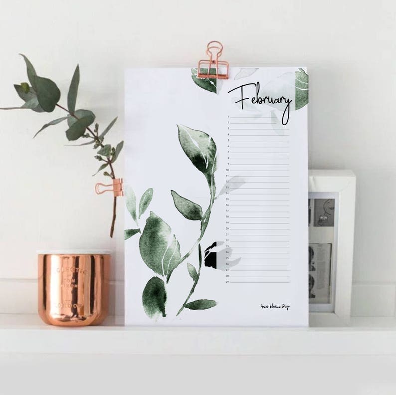 Verjaardagskalender Botanische Kalender A4 WATERCOLOR gratis verzending afbeelding 1