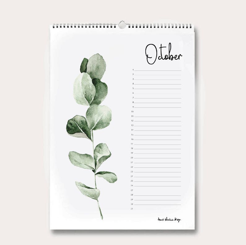 Verjaardagskalender Botanische Kalender A4 WATERCOLOR gratis verzending afbeelding 7