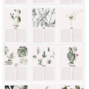 Perpetual Birthday Calendar Botanic Perpetual A4 free shipping image 3