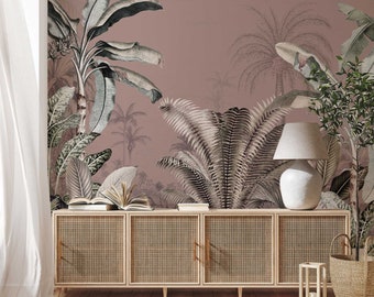 Jungle Wallpaper - DREAMY JUNGLE - Dark Blush