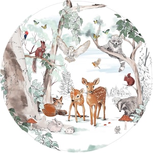 Adesivo per carta da parati rotondo stacca e incolla - Foresta Magica