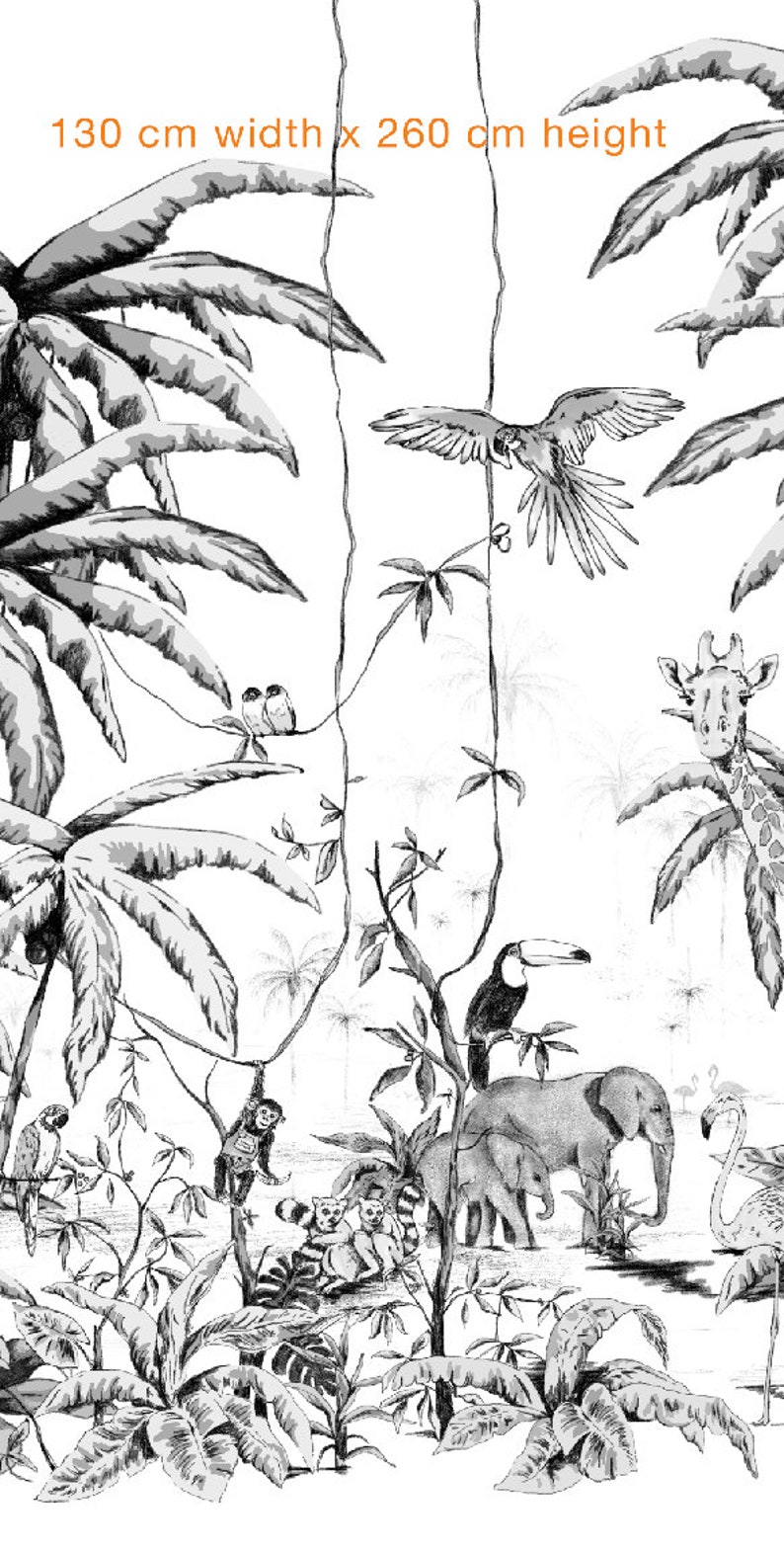 Wallpaper JUNGLE black white Unique design premium quality Etsy