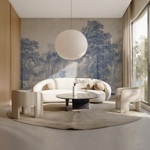 Landscape Wallpaper - Full wall sized image - ROMANTIC GARDEN blue