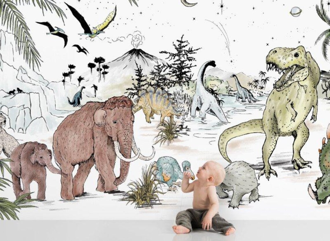 Dinosaur Wallpaper PREHISTORIC - Etsy