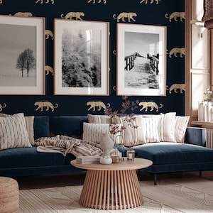 Leopard Wallpaper - LEOPARD - navy blue