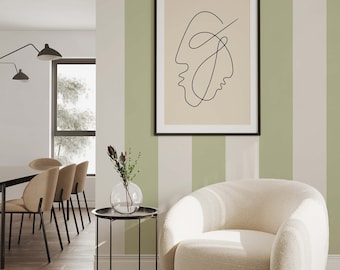 Carta da parati in rotolo - Adeline Stripe Bianco/Verde