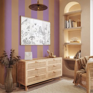 Carta da parati su rotolo - Adeline Stripe Beige/Lila